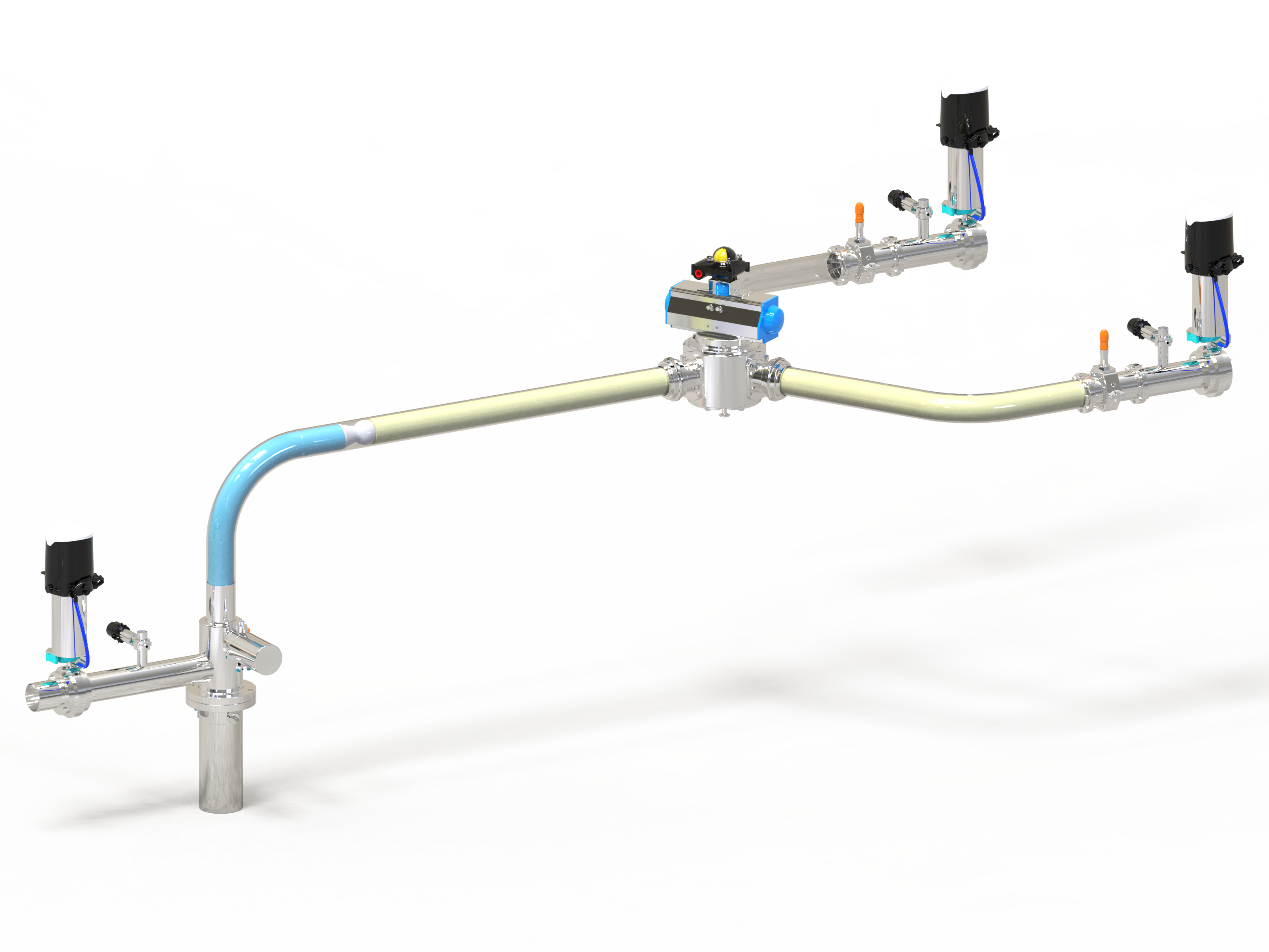 hygienic-pigging-system-with-3-way-diverter-valve